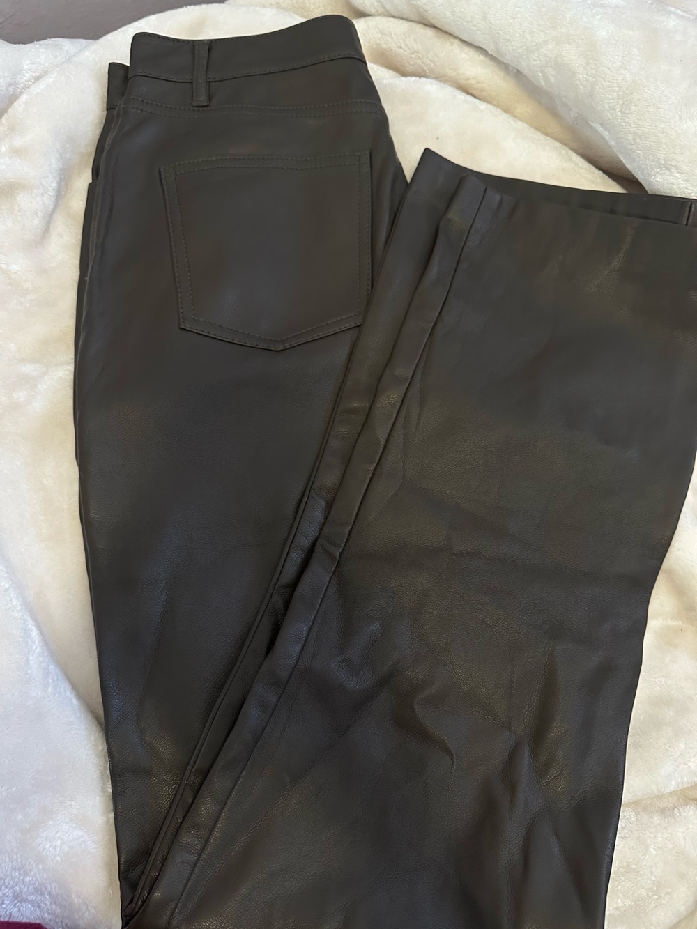 OAK + FORT Black Straight-Leg Faux Leather Pants
